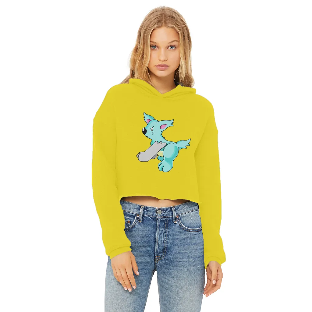 Wolfin Ladies Cropped Raw Edge Hoodie