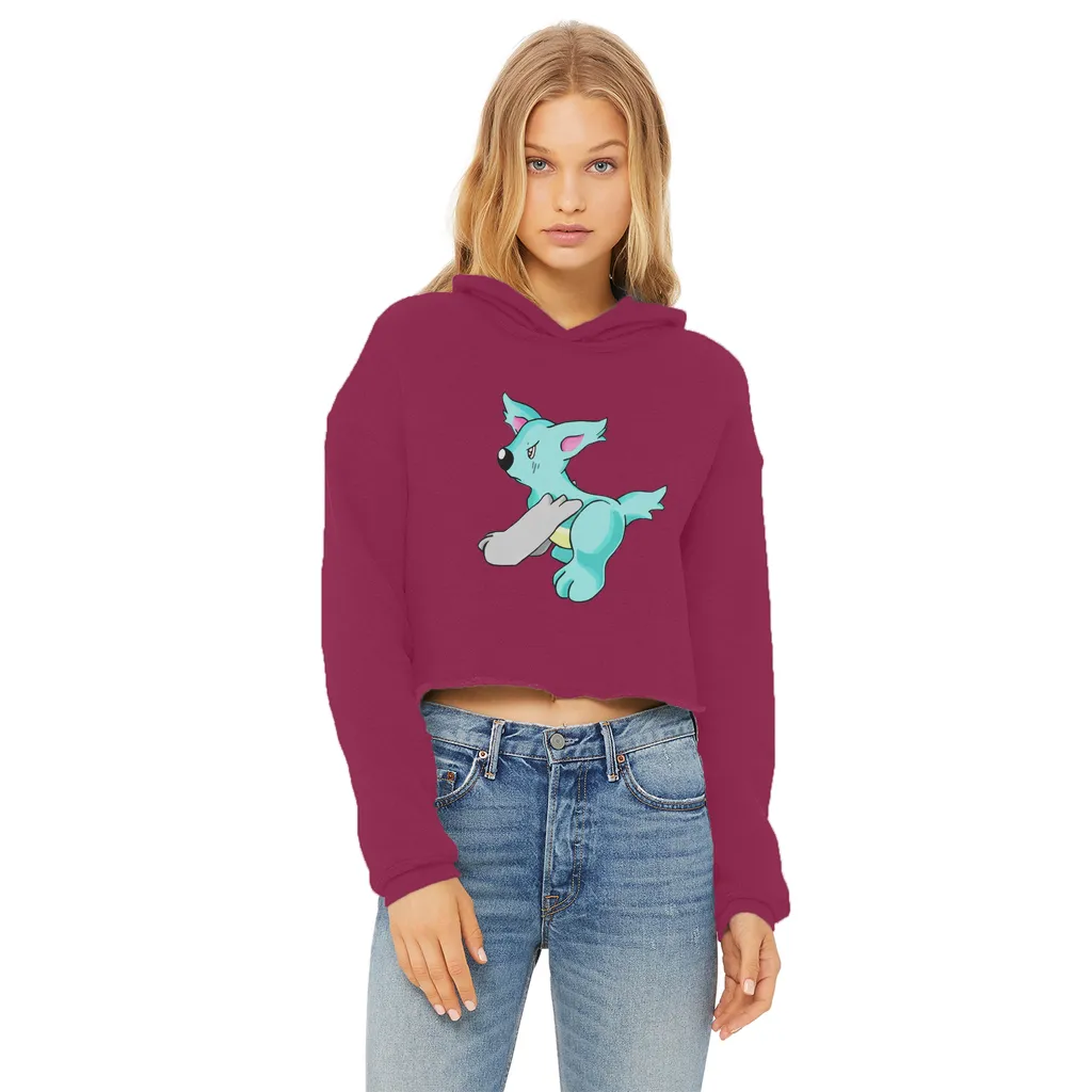Wolfin Ladies Cropped Raw Edge Hoodie