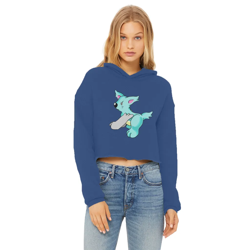 Wolfin Ladies Cropped Raw Edge Hoodie