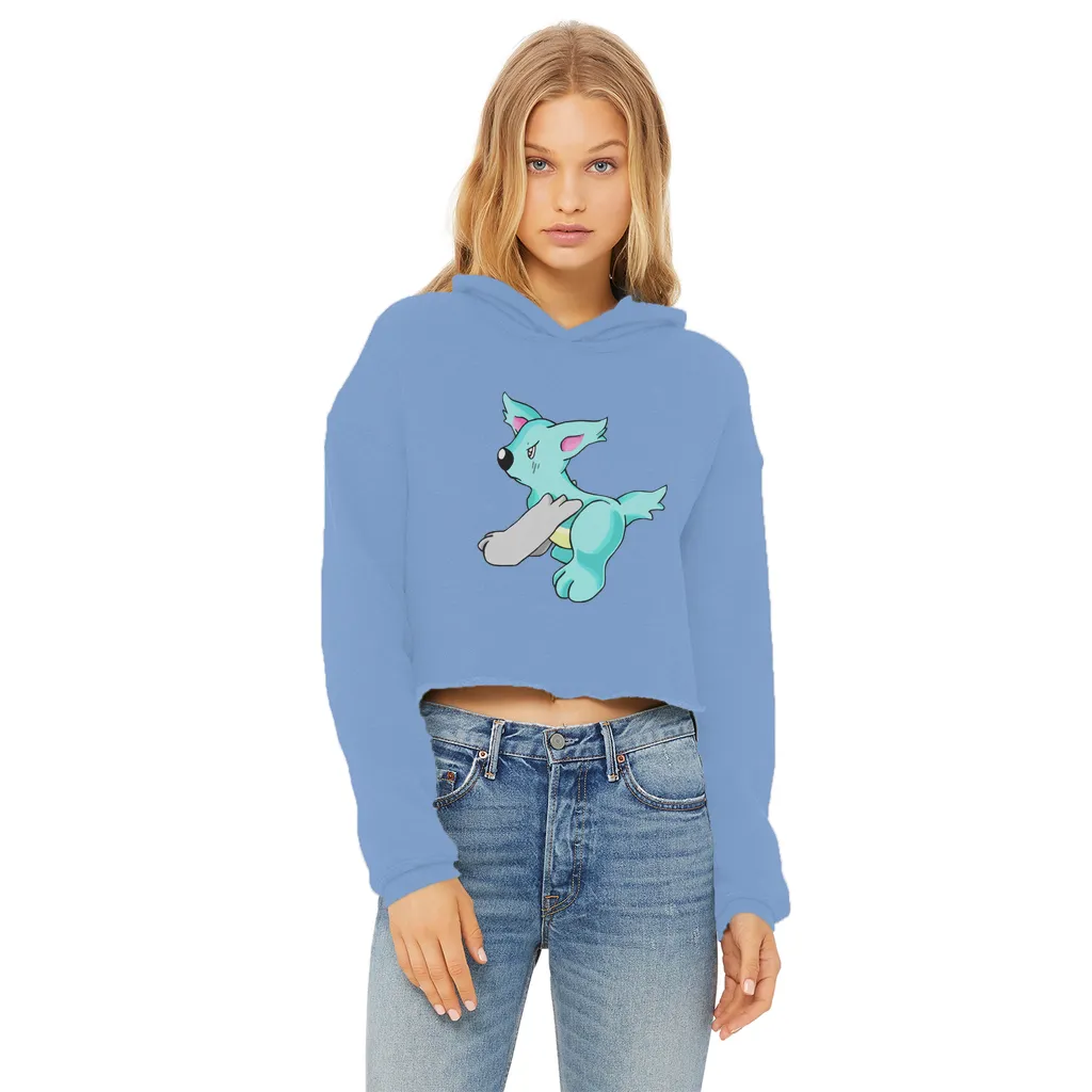 Wolfin Ladies Cropped Raw Edge Hoodie