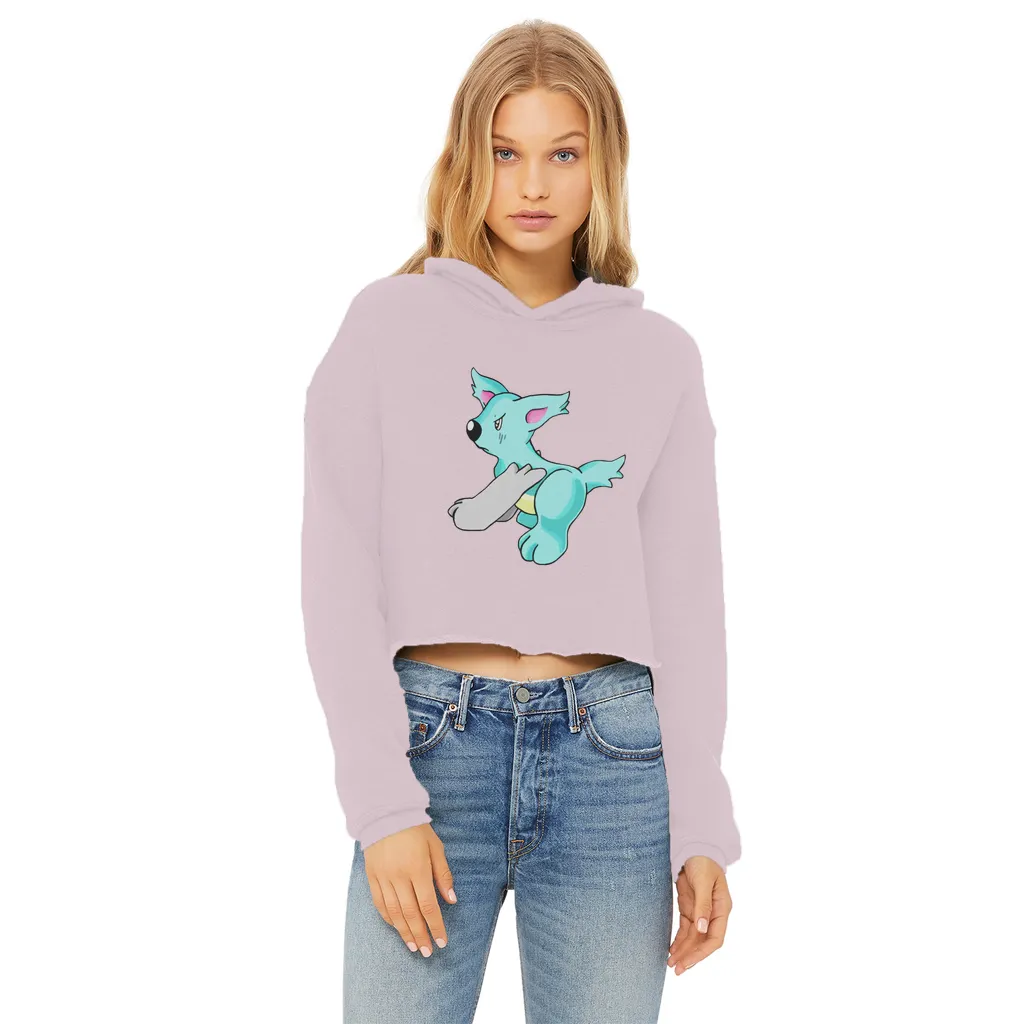 Wolfin Ladies Cropped Raw Edge Hoodie