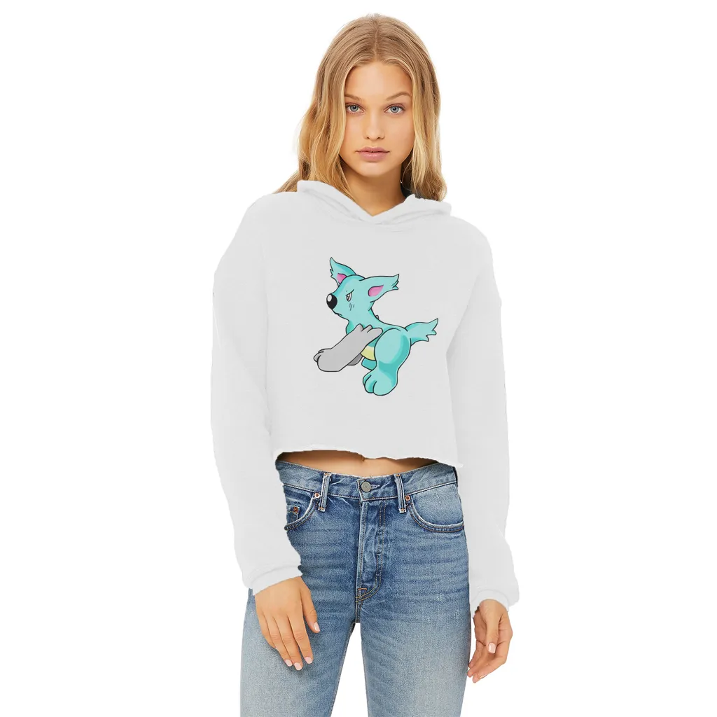 Wolfin Ladies Cropped Raw Edge Hoodie