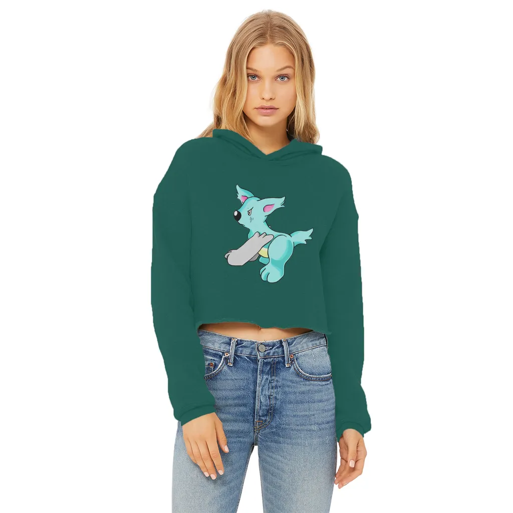 Wolfin Ladies Cropped Raw Edge Hoodie