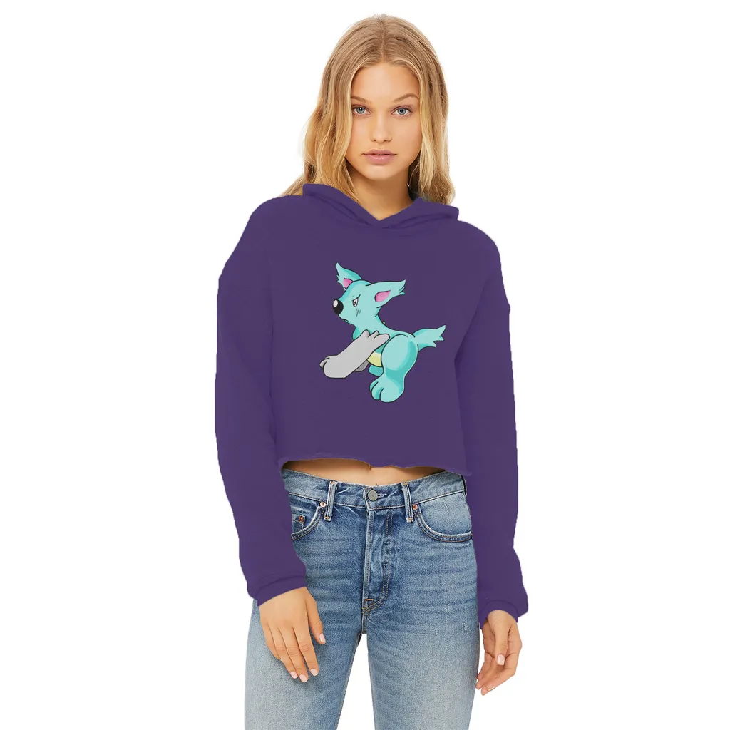 Wolfin Ladies Cropped Raw Edge Hoodie