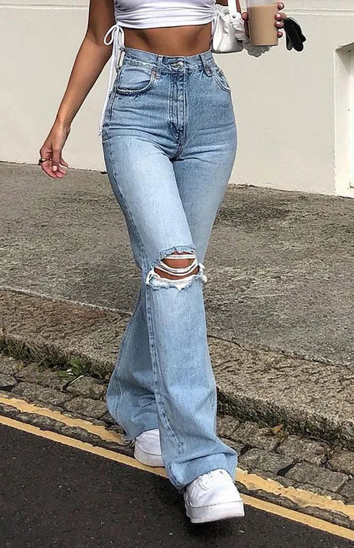 Women's Fashion Wide Leg Flared Jeans