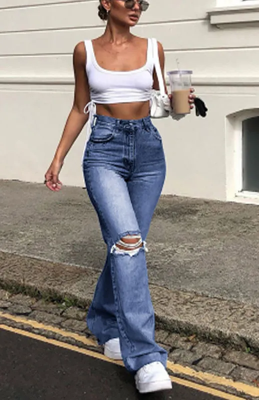 Women's Fashion Wide Leg Flared Jeans