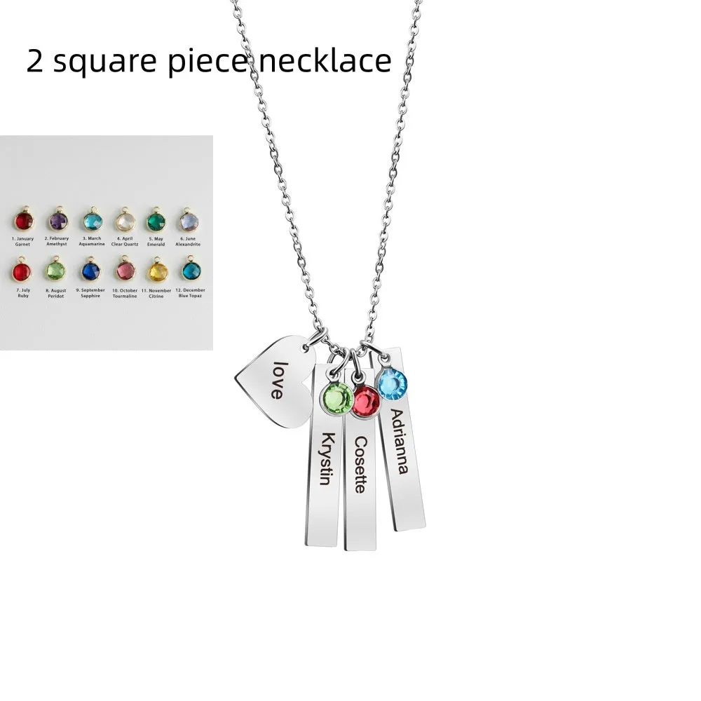 Women's Personalized Name Birthday Stone Necklace