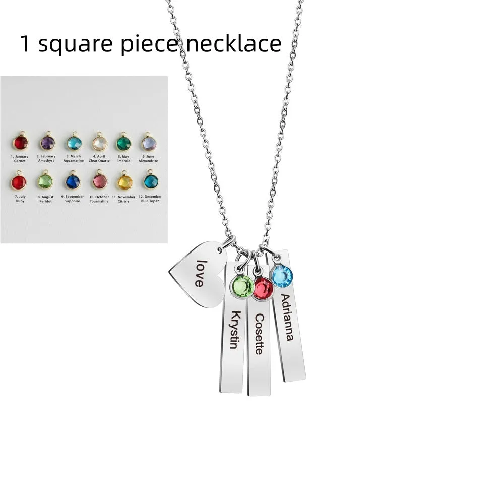 Women's Personalized Name Birthday Stone Necklace
