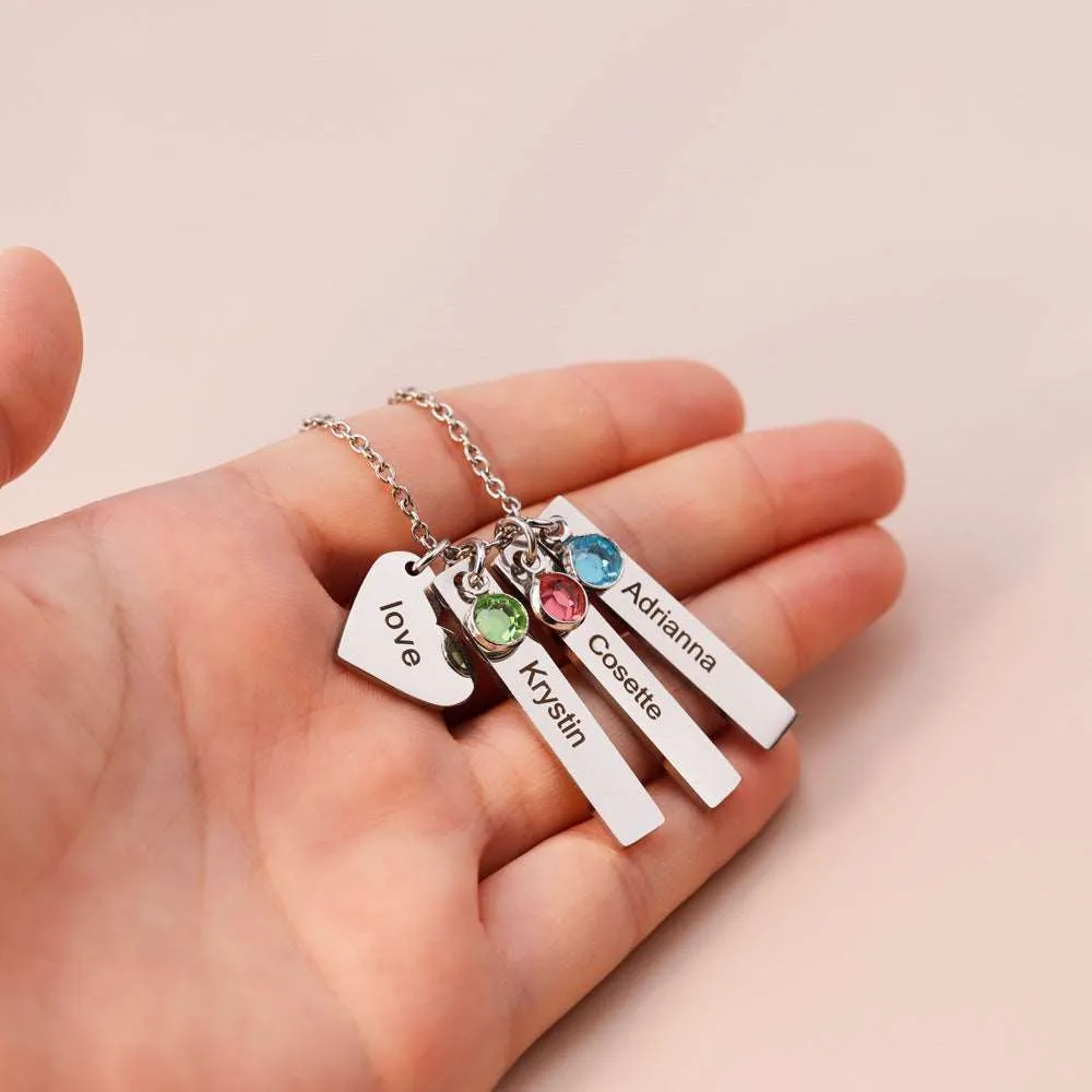 Women's Personalized Name Birthday Stone Necklace