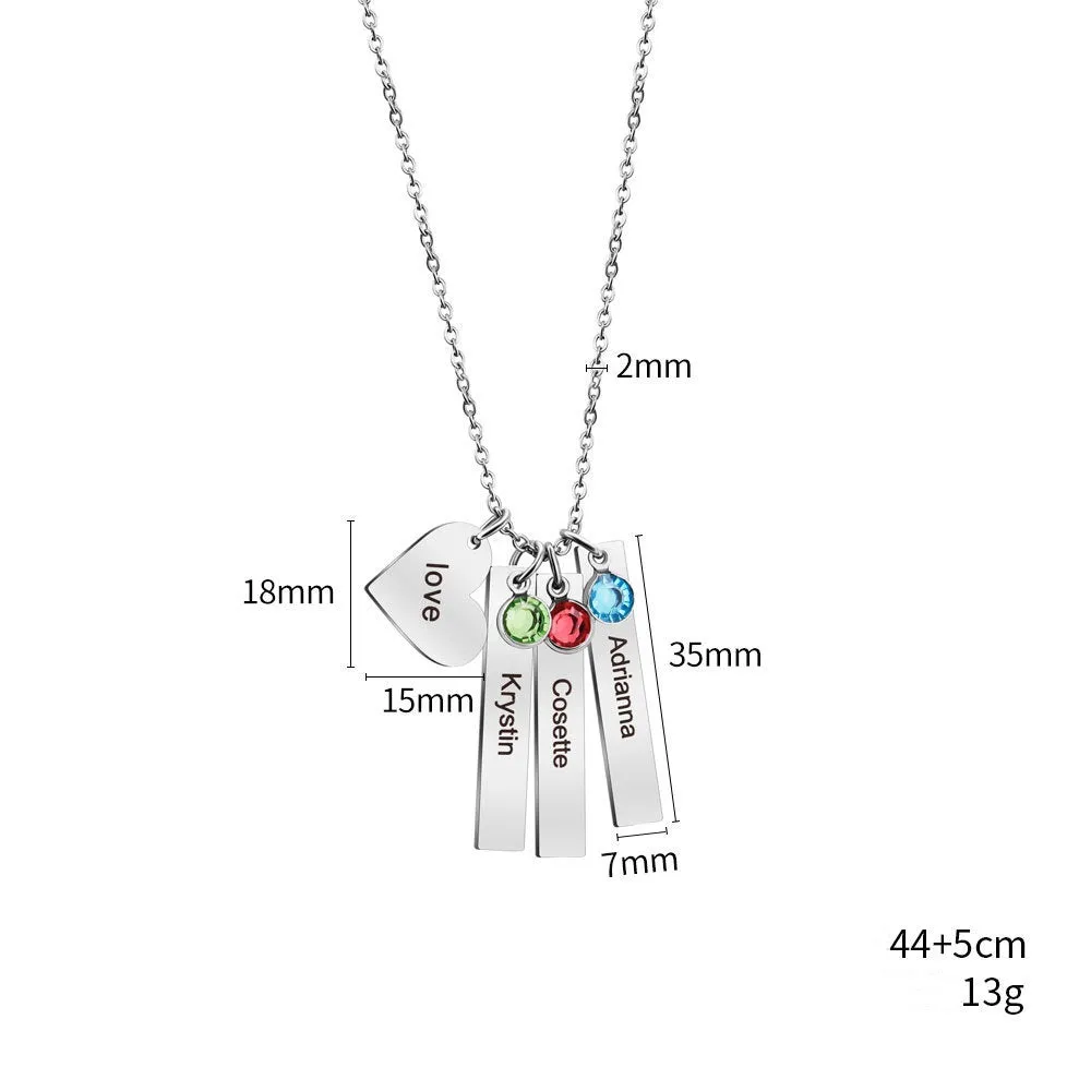 Women's Personalized Name Birthday Stone Necklace