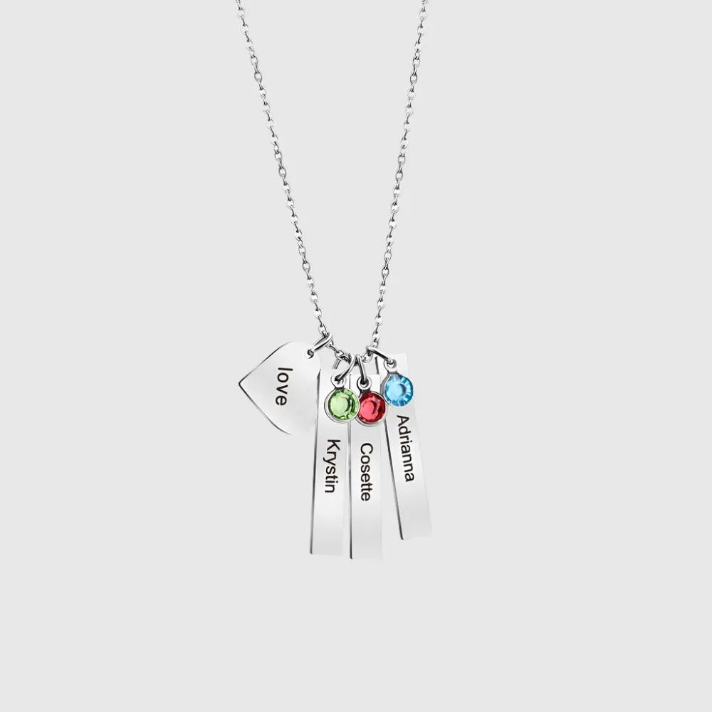 Women's Personalized Name Birthday Stone Necklace