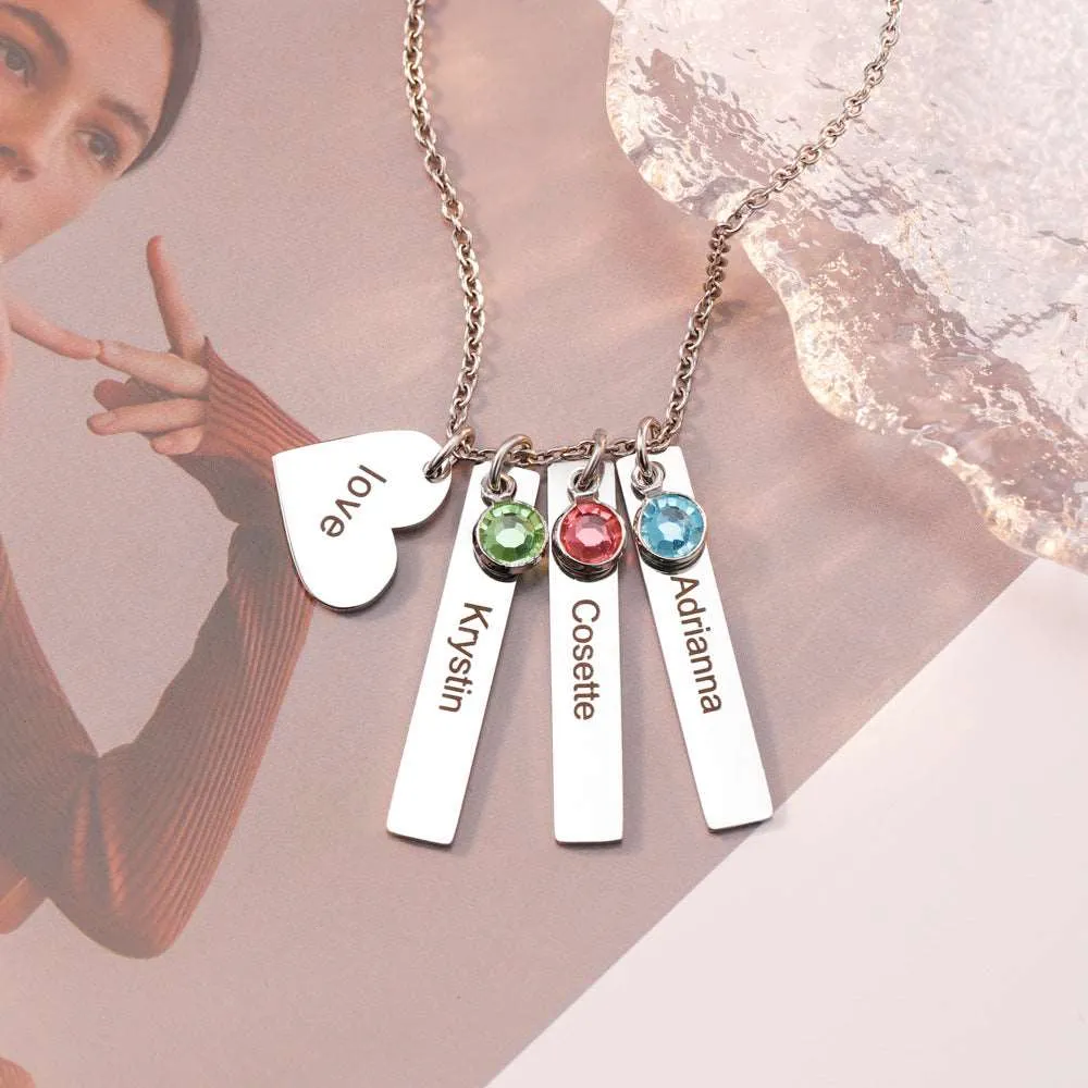 Women's Personalized Name Birthday Stone Necklace