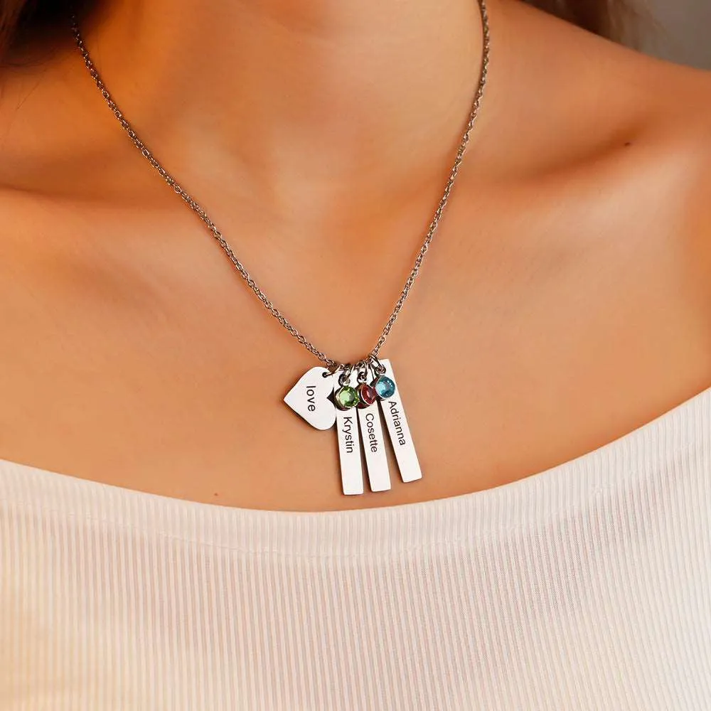 Women's Personalized Name Birthday Stone Necklace