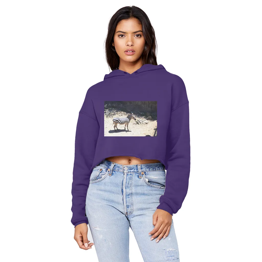 Zebra Unisex Cropped Raw Edge Boyfriend Hoodie