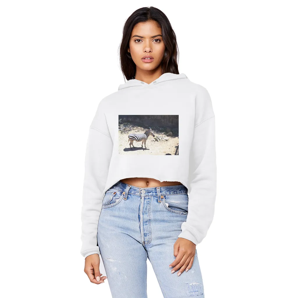 Zebra Unisex Cropped Raw Edge Boyfriend Hoodie