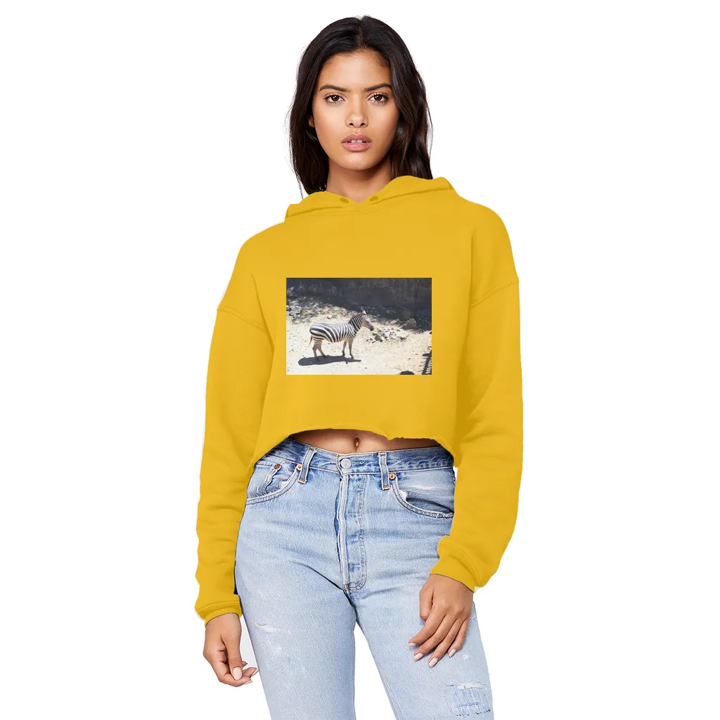 Zebra Unisex Cropped Raw Edge Boyfriend Hoodie