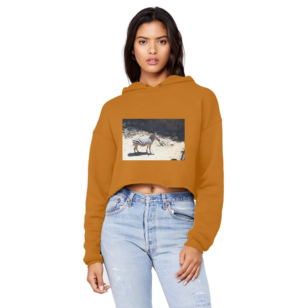 Zebra Unisex Cropped Raw Edge Boyfriend Hoodie