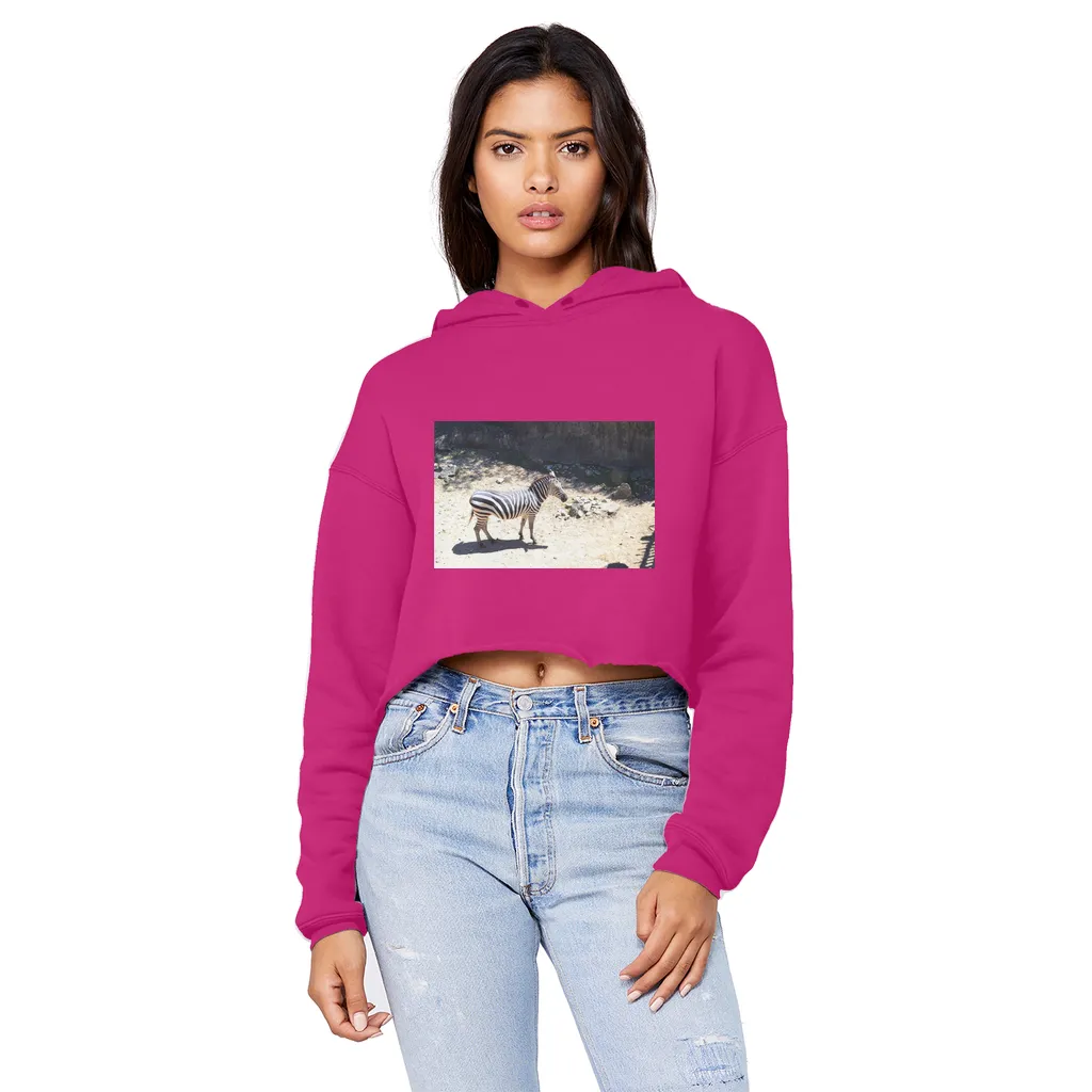 Zebra Unisex Cropped Raw Edge Boyfriend Hoodie