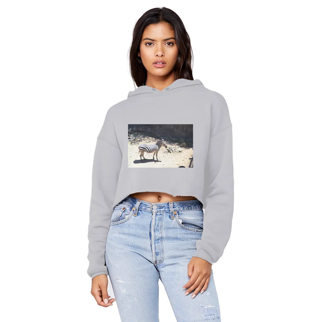 Zebra Unisex Cropped Raw Edge Boyfriend Hoodie