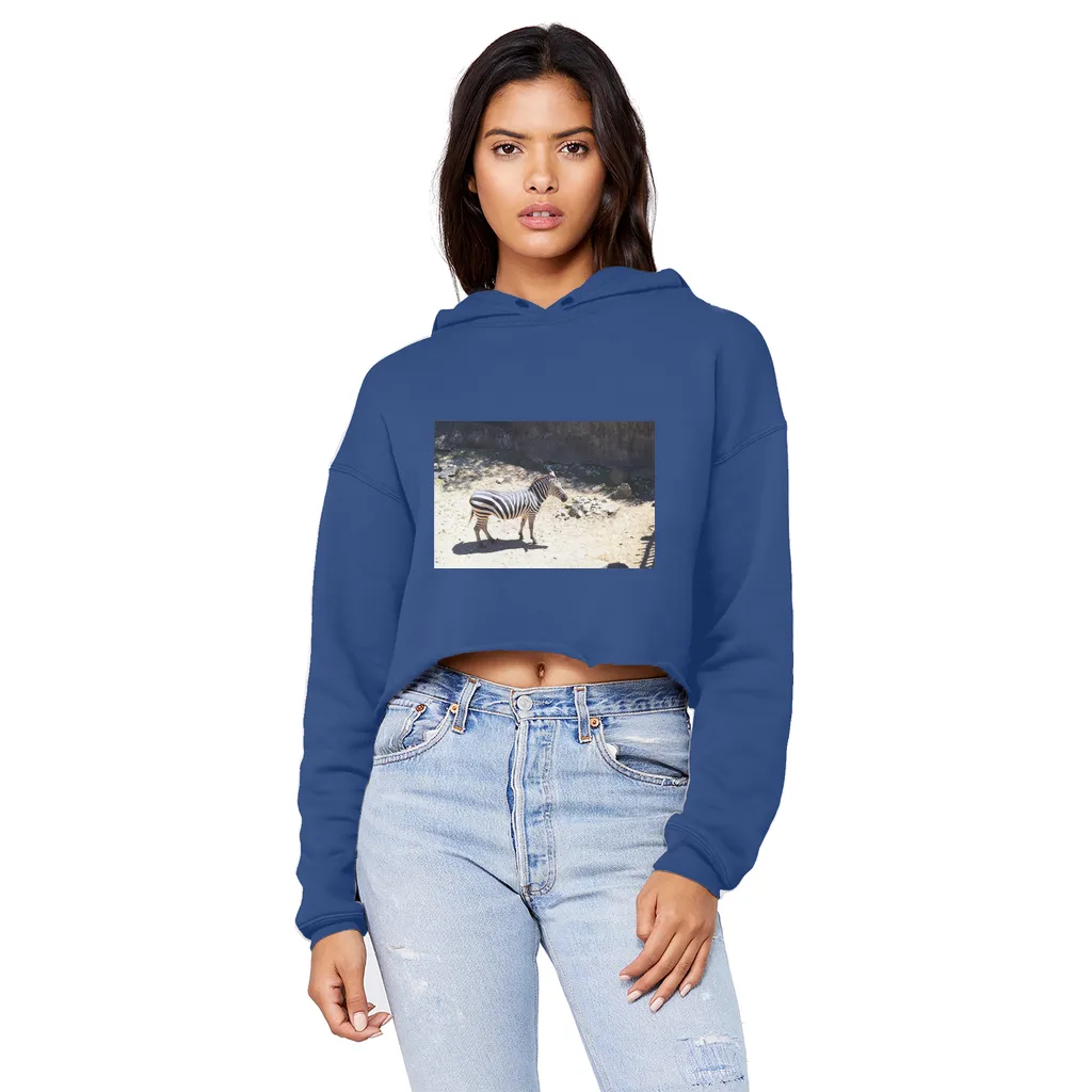 Zebra Unisex Cropped Raw Edge Boyfriend Hoodie