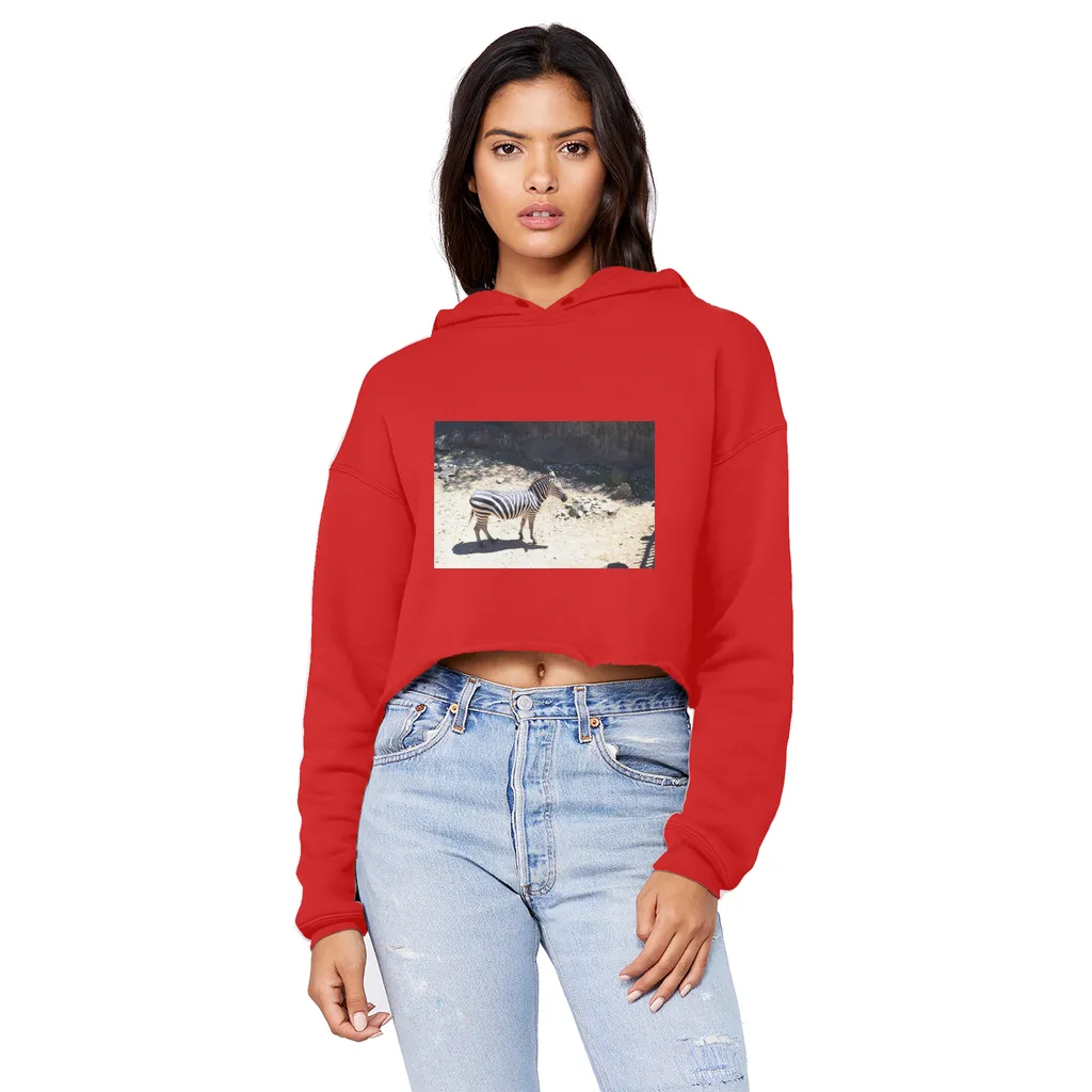 Zebra Unisex Cropped Raw Edge Boyfriend Hoodie