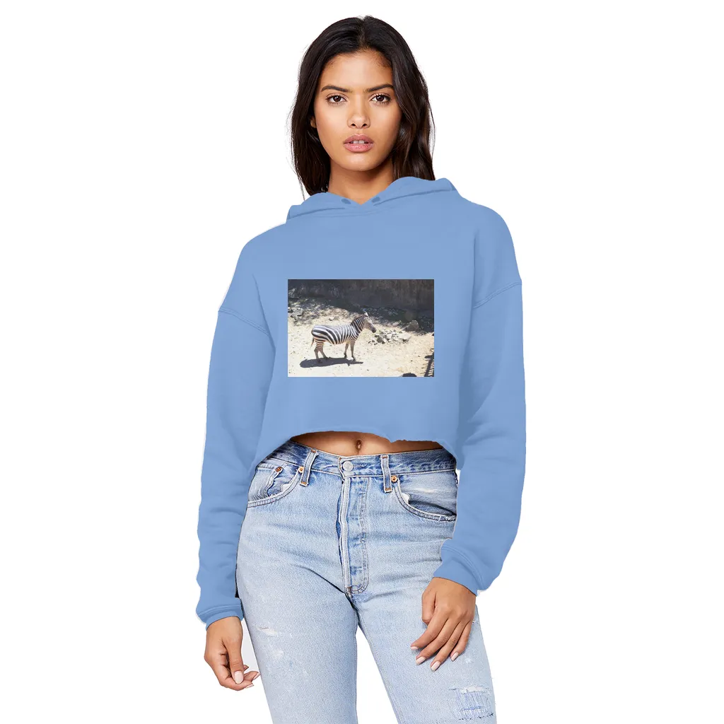 Zebra Unisex Cropped Raw Edge Boyfriend Hoodie