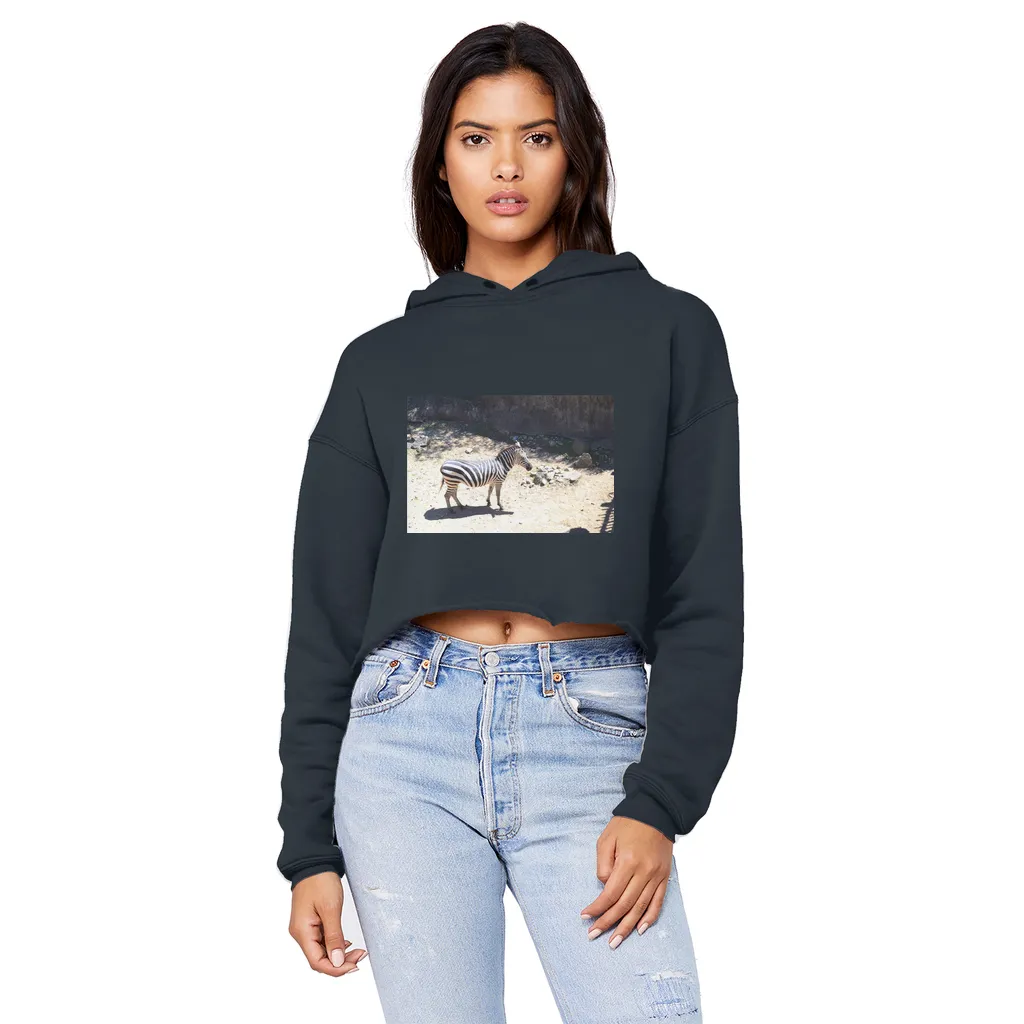 Zebra Unisex Cropped Raw Edge Boyfriend Hoodie