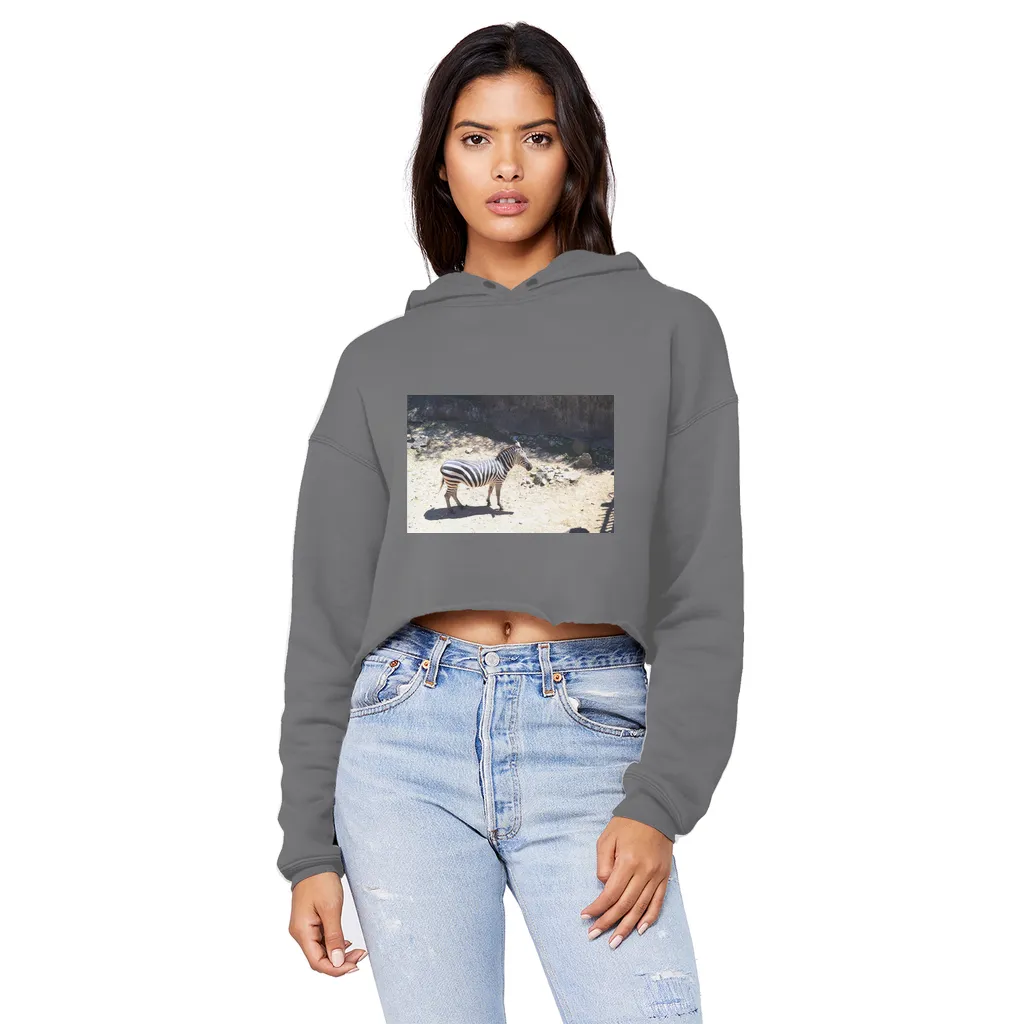 Zebra Unisex Cropped Raw Edge Boyfriend Hoodie