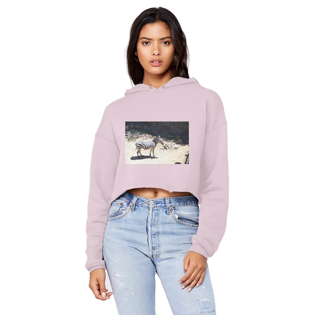 Zebra Unisex Cropped Raw Edge Boyfriend Hoodie
