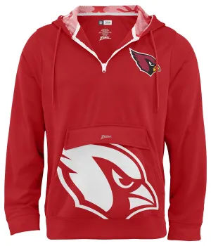Zubaz NFL Men's 1/4 Zip Big Pocket Team Logo Hoodie Arizona Cardinals