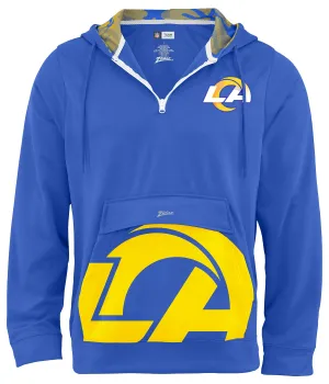 Zubaz NFL Men's 1/4 Zip Big Pocket Team Logo Hoodie Los Angeles Rams